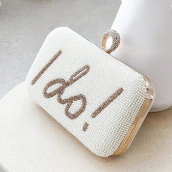 I DO Sequin Clutch - Gold/White