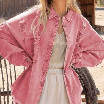 Thinking Out Loud Cotton Distressed Denim Jacket