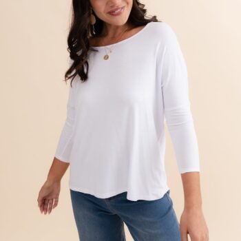 White Milan 3/4 Sleeve Top