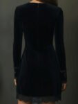 RetroBlackVelvetEmbroideredLaceTrimMiniDress