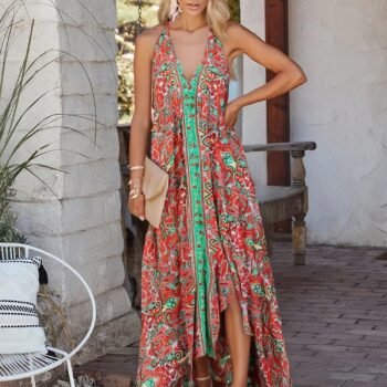 Strapless Vacation Summer Boho Dress ¨C Flowy Halter Maxi for Beach Days