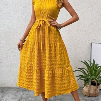 Sunset Whisper Midi Dress ¨C Breezy Tiered Dress with Ruffle Sleeves
