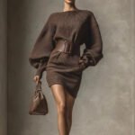 SlouchKnit Belted Mini Dress