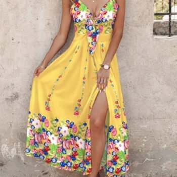 Riviera Bloom ¨C Floral Midi Dress with Slit
