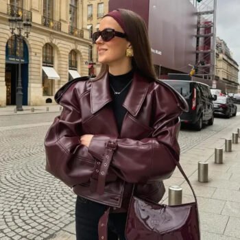 Burgundy Faux Leather Jacket