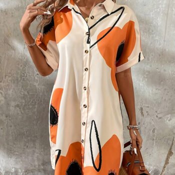 UrbanMuse 3D Shirt Dress ¨C Abstract Button-Down for Everyday Chic