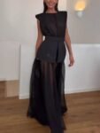 UniqueBeltPerspectiveSkirtMaxiDress