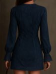 VintageBlueSuedeLaceTrimMiniDress