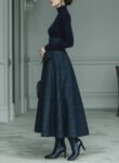 Women_sDarkBlueHighElasticKnitAndPlaidWoolSkirtSetMDA2592J7T