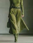 Women_sOliveGreenOff-the-ShoulderSweaterAndFauxSuedeSkirtSetMDA2434J6T