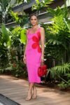 Ophelia Floral Cut-Out Midi Dress ¨C Bold Summer Elegance