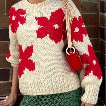 All-Match Crew Neck Floral Sweater