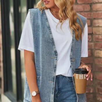 Stylish Sleeveless Denim Vest