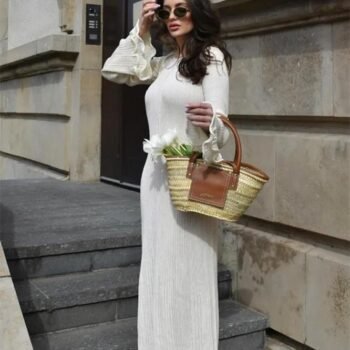 Clara Ruffle Long Sleeve Knit Maxi Dress ¨C Cozy Elegance for Any Occasion