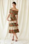 Multicolor May Midi Dress ¨C Bardot Floral Midi Elegance