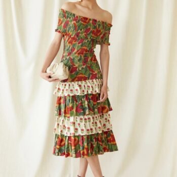 Multicolor May Midi Dress ¨C Bardot Floral Midi Elegance