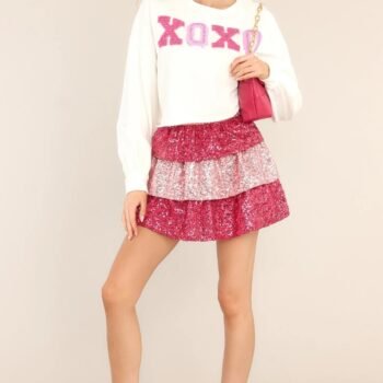 Thought Of You White XOXO Cropped Sweatshirt