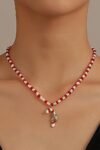 Enamelled Candy Cane Beaded Necklace