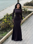 Long-Sleeve Ribbed Knit Mermaid Skirt Set