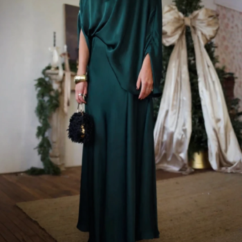 Convertible Draped Top & A-Line Maxi Skirt Set
