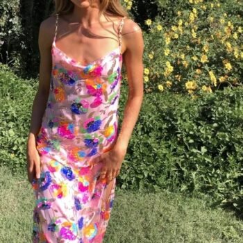 Fanny Embroidered Sequins Backless Maxi Dress