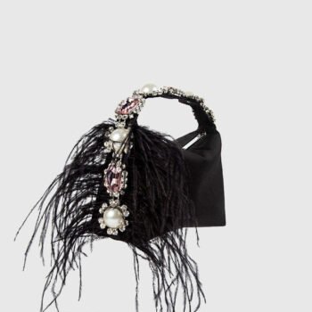 Feather Diamante Satin Bento Bag