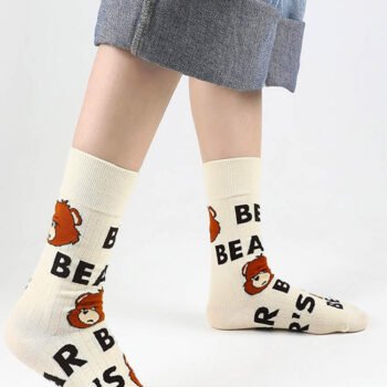 Cartoon Bear Alphabet Cotton Socks
