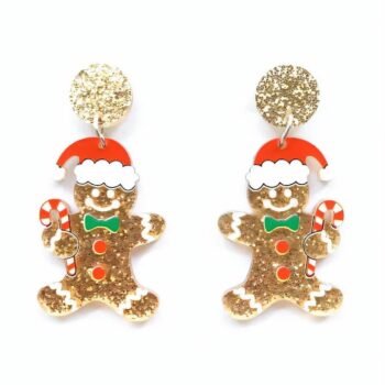 Glitter Gingerbread Man Drop Earrings