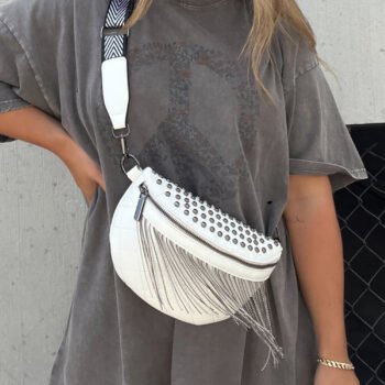 Studded Tassel Crossbody Belt Bag