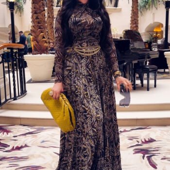 Brown Sheer Mesh Slim-Fit Dress