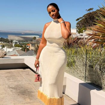 Santorini White Tassel Halter Maxi Dress