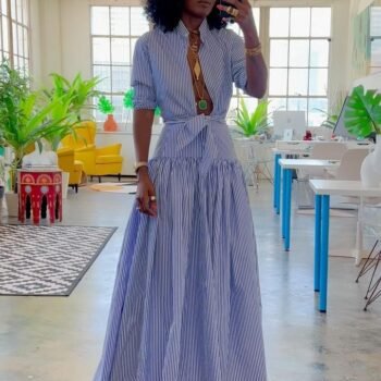 Blue Bar Skirt Set
