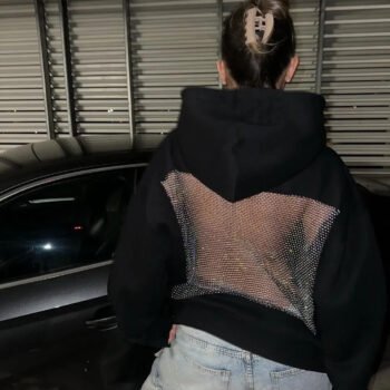 Backless Sheer Mesh Hoodie
