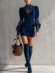 BrownFauxSuedeBodyconDressWithSatinPolkaDots_2