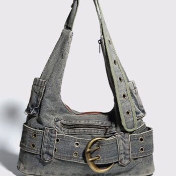 Vintage Washed Denim Shoulder Crossbody Underarm Bag