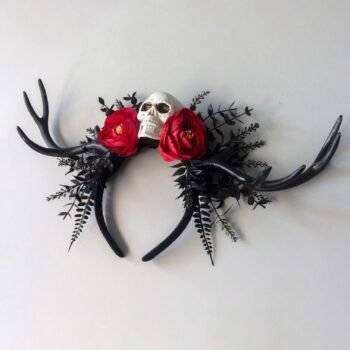 Halloween Flower Antler Headband Crown