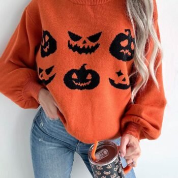 Pumpkins Carvin Knit Halloween Sweater