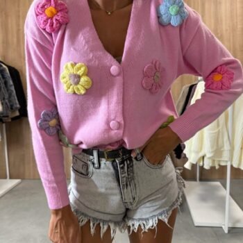 Casual Crochet Flower Cardigan Sweater Jacket