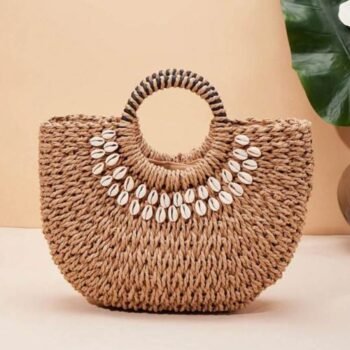 Shell Decor Straw Bag