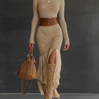 Elegant Turtleneck Knit Dress