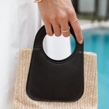 Sigrid Leather Straw Tote Bag